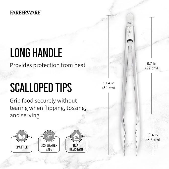 Farberware BBQ Stainless Steel Tool Set, 3 Piece, Stainless Set