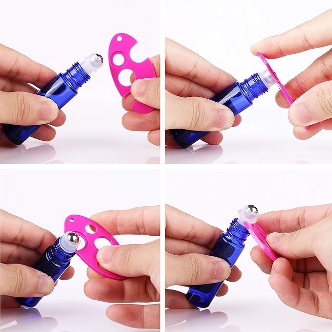 inice 12 Pack Essential Oil Roller Bottles 10ml Cobalt Blue Glass Bottles Stainless Steel Roll On Ball for Daily Care