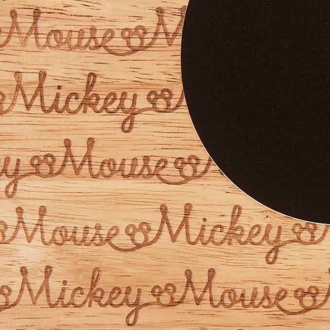 PICNIC TIME Disney Mickey Mouse Icon Glass Top Cheese Board and Knife Set, Charcuterie Serving Tray, Removable Tempered Glass, Parawood and Bamboo Design, (Parawood & Bamboo)