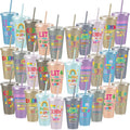 Uiifan 30 Pcs Morandi Christian Cups for Kids, Vacation Bible School Gifts 24oz Pastel Reusable Plastic Tumblers with Lids Straws, Neutral Bible Verse Party Cups for Sunday School, Classroom, Holiday