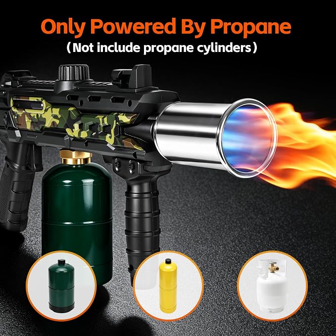 Propane Torch Gun with Adjustable Flame Thrower Gun | Tactical Propane Torch for BBQ, Searing Steak, Camping & Charcoal Starter (Tank Not Included)