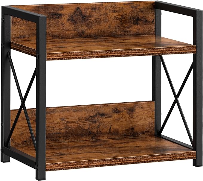 Giikin Countertop Shelf Organizer, 2 Tier Kitchen Spice Rack for Countertop, Wood Coffee Counter Shelf Organizer for Home (Brown, S)