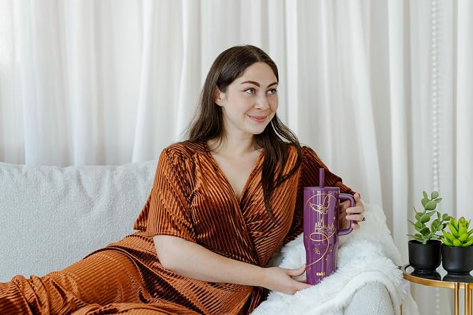 Zak Designs Harry Potter Sutton Travel Tumbler for On the Go, 30oz Stainless Steel with Vacuum Insulation, Silicone Straw, and Carry Handle for Cold Drinks (Hogwarts)
