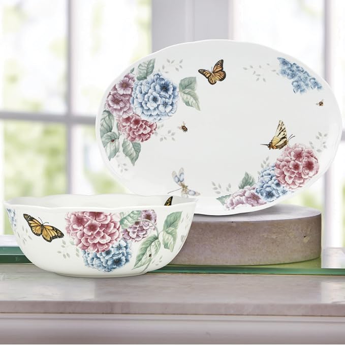 Lenox Butterfly Meadow Hydrangea Large Serve Bowl, 2.70 LB, Multi