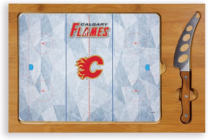 PICNIC TIME NHL unisex-adult NHL Icon Glass Top Cutting Board & Knife Set