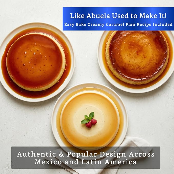 Flan Mold with Lid - Oversized XL (10.5 x 3.2 in) - Authentic Mexican Flan Pan - Flan Molds for Baking with Water Bath - Molde para Flan Baño Maria - Flaneras Moldes con Tapa