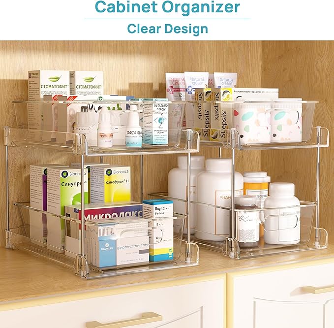 Vtopmart 4 Pack Bathroom Storage Organizer and 66 PCS Clear Plastic Drawer Organizers Bins