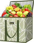 BALEINE 1Pk Insulated Reusable Grocery Bags, Foldable Shopping Bags for Groceries with Reinforced Bottom & Handles (Antique Foliage)