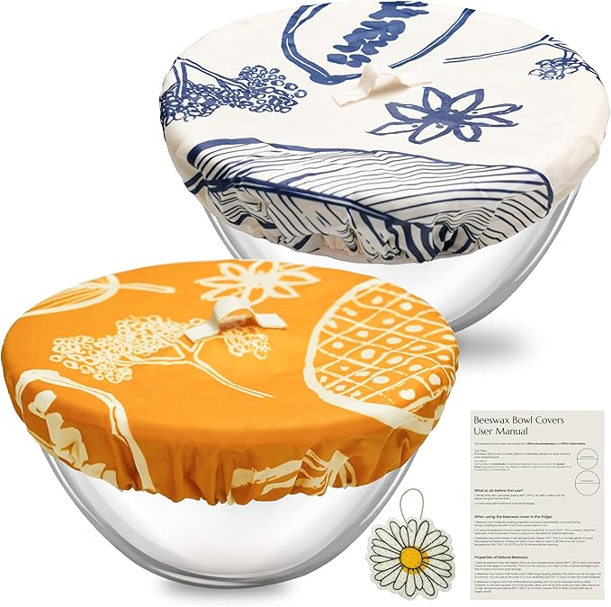 JACYAO'S Beeswax bread bags for sourdough & Beeswax Bowl Covers for Bread Proofing (4 pack)