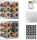Vetacsion Set of 12 Magnetic Spice Tins with 2 Black Metal Wall-Plates,100 Preprinted Seasoning Label Stickers,2 Styles for 3 oz Herb Jars (12 PCS)