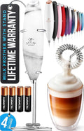 Zulay Kitchen Powerful Milk Frother Wand With 4 AA Duracell Batteries - Ultra Fast Handheld Drink Mixer - Electric Whisk Foam Maker for Coffee, Lattes, Cappuccino, Matcha & Creamer - Quartz