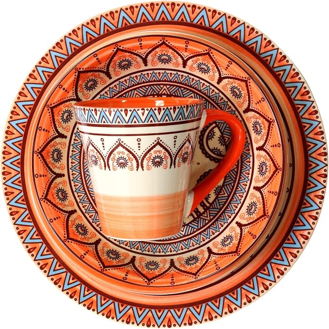 Elama's Zen Rust Mozaik 16 Piece Stoneware Dinnerware Set