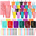 Feifeiya 72 Pcs/ 24 Set Team Appreciation Gifts for Cna Week 24 oz Appreciation Tumbler with Lids and Straws Motivational Pens Inspirational Notepads Set Plastic Cups Gift for Staff Employees