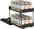Nieifi Spice Rack Organizer for Cabinet, Vertical Spice Rack Pull Out, Easy to Install, Metal, 6.5''Wx10.35''Dx8.4''H, 1 Pack, 2 Tiers(Black)