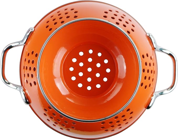 Calypso Basics by Reston Lloyd Powder Coated Enameled Colander, 1.5 Quart, Orange