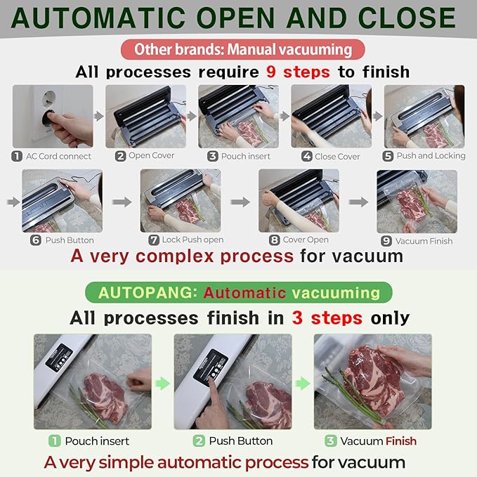 Automatic Vacuum Sealer Machine, Cordless Food Preserver with 85Kpa Suction & Pulse Mode, Durable Silicone Chamber, Includes 20 Exclusive Sealer Bags