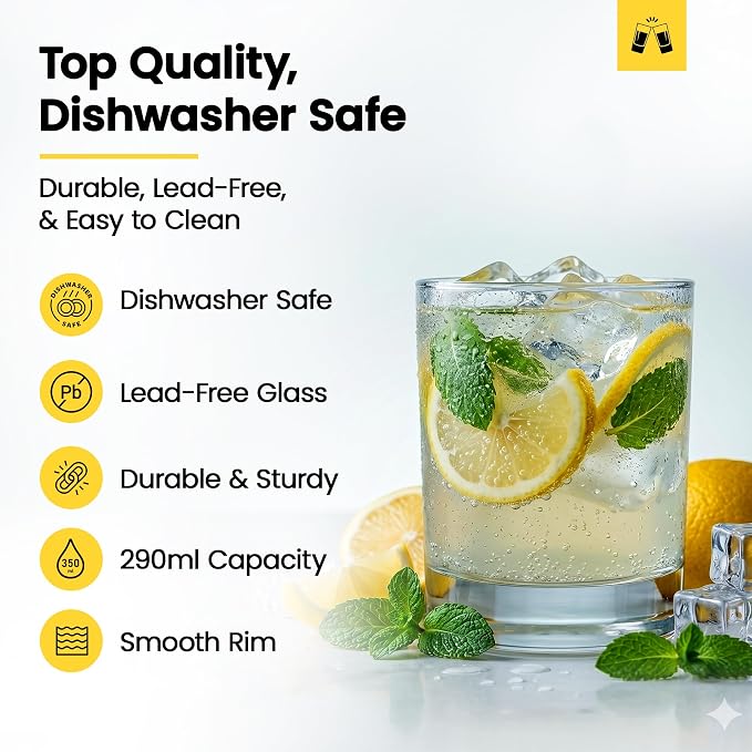 LEMONSODA Lowball Marino Rocks Glass, Classic Bar Glassware for Mojito, Whiskey, Cocktail, Mocktails and Drinking Water Tumbler - 10oz (Set of 72)