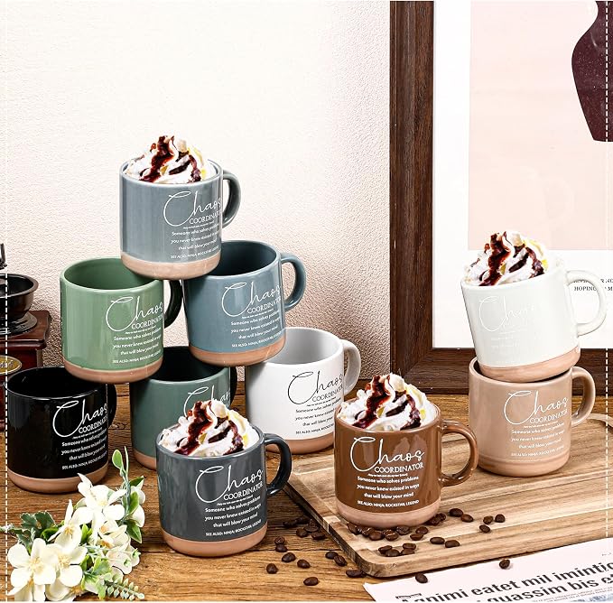 Didaey 10 Pcs Chaos Coordinator Gift Bulk Inspirational Ceramic Coffee Mugs 13 oz Thank You Mugs Back to School Office Funny Gifts for Women Men Teacher Boss Manager Employee Coworker, 10 Colors