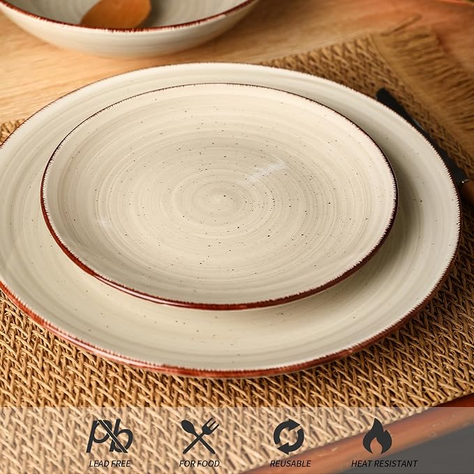 Dinnerware Sets for 6, 18 Piece Plates and Bowls Sets, Stoneware Dishware Sets Kitchen, Scratch Resistant Dishes, Microwave & Dishwasher Safe (Grey, Service for 6(18PCS))
