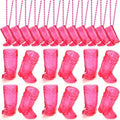 Sieral 12 Pcs Cowboy Boot Shot Glasses on Beaded Necklace Plastic Reusable Cowgirl Shot Boot Glasses Necklace Party Cups for Cowboy Cowgirl Bachelorette Carnival Western Birthday (Transparent Rose)