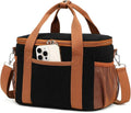 BTOOP Insulated Lunch Box for Women, Cute Corduroy Lunch Bag with Shoulder Strap, Leakproof Wide-Open Lunch Tote for Work, Office, School, Picnic Brown Black