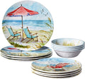 Ocean View 12 pc Melamine Dinnerware Set, Service for 4