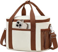 BTOOP Insulated Lunch Box for Women, Cute Corduroy Lunch Bag with Shoulder Strap, Leakproof Wide-Open Lunch Tote for Work, Office, School, Picnic, Cream