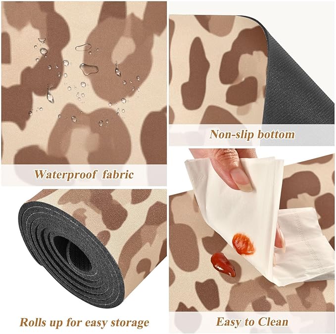 Light Brown Leopard Print Trivet Table Runner Heat Resistant 230F for Hot Dishes Pots Plates Kitchen Dining Table Protector Decorative 39.37 X 11.8 Inch