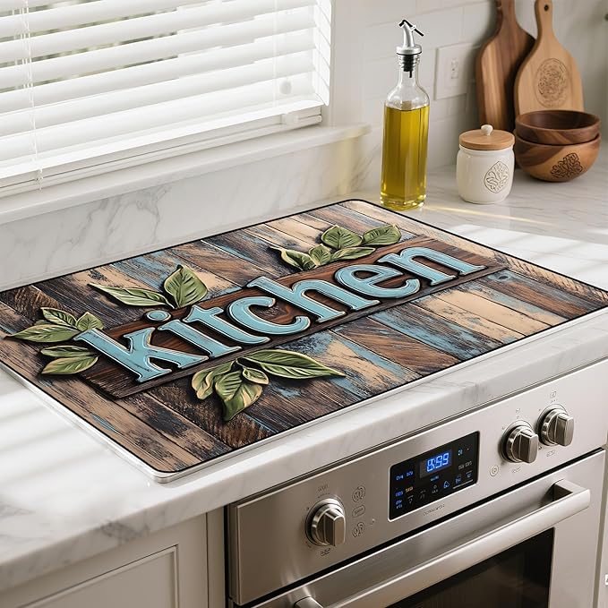 Stove Top Cover- Mat for Electric Stove Protector with Anti-Slip Rubber Coating Dish Drying Mats Scratch-Resistant (Kitchen, 30" x 21")