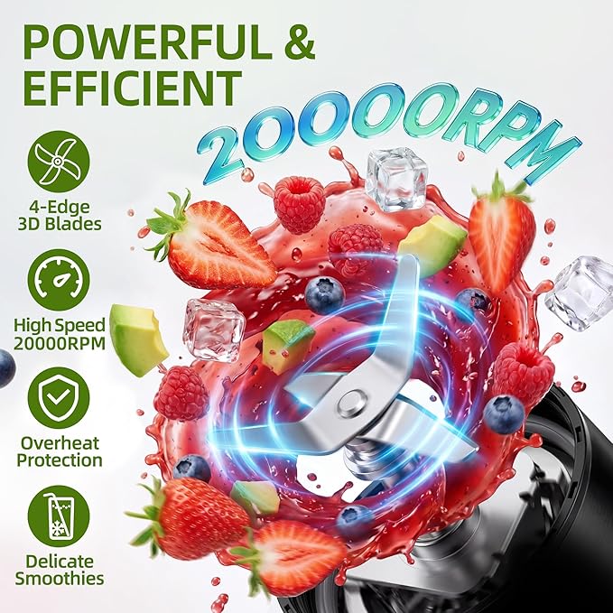 Blender and Food Processor Combo, Small Smoothie Blender with Grinder & Meat Chopper, 4-in-1 Kitchen System with 4 BPA-Free Cups (10-42oz), Perfect for Shakes, Baby Food, Dishwasher Safe, Ideal Gift