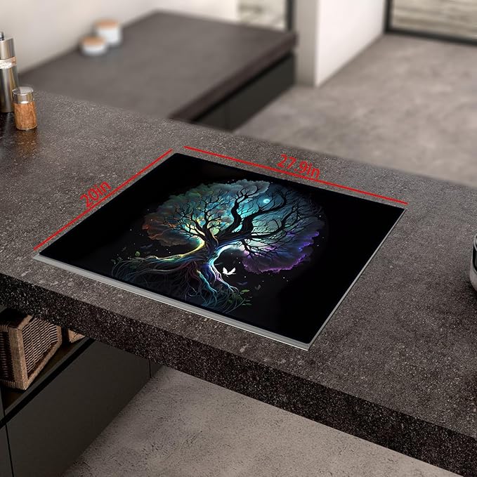 Stove Cover Stove Covers For Electric Stoves Foldable Multipurposeglass Top Protector Thick Natural Rubber Anti-Slip Coating Expands Usable Space (27.9inx20in) (Tree of Life33)