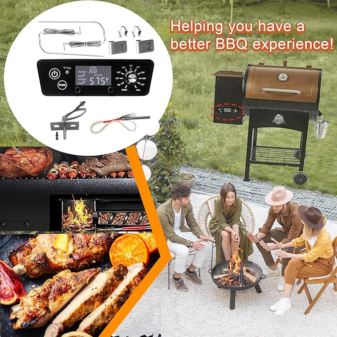 Digital W/LCD Display Control Board Thermostat Kit for Pit Boss Pellet Grill Smoker Austin XL, Replacement Parts Includes Meat Probes,Temp Sensor & Ignition Hot Rod