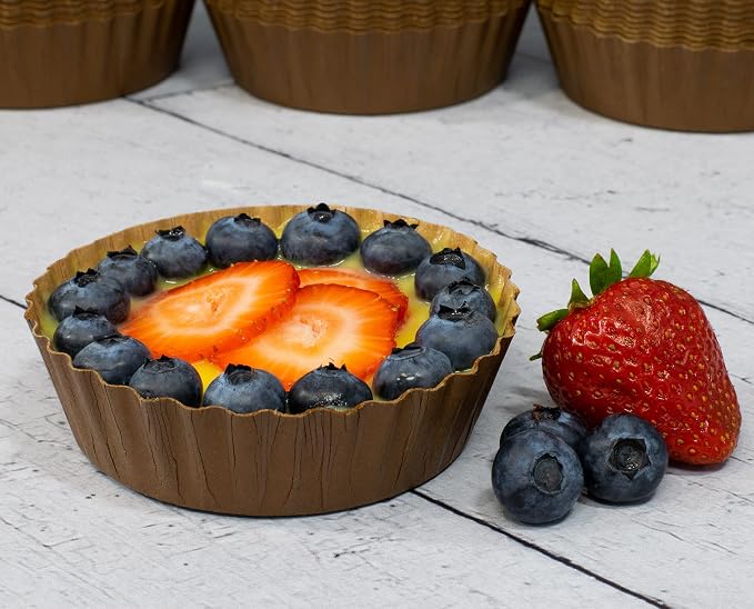 Ridged Paper Coated Baking Cup - Sturdy for Baking and Serving (150)