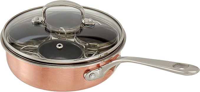 4 Cup Stainless Steel Tri-Ply Professional Egg Poacher W/Nonstick Egg Cups for Perfectly Poached Eggs Brunch and Breakfast
