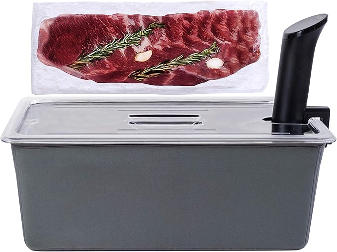 Väeske Large Sous Vide Container with Lid and Insulating Sleeve | Sous Vide Accessories | Compatible with Anova, Anova Nano, Joule, Instant Pot, Sous Vide Cookers (26 QT)