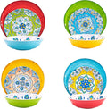 Melamine Dinnerware Set 12 Pcs Durable Dishware Colorful Plate Bowl Set Dishwasher Safe Shatter Proof Chip Resistant Not Microware Not Oven (Multicolor)