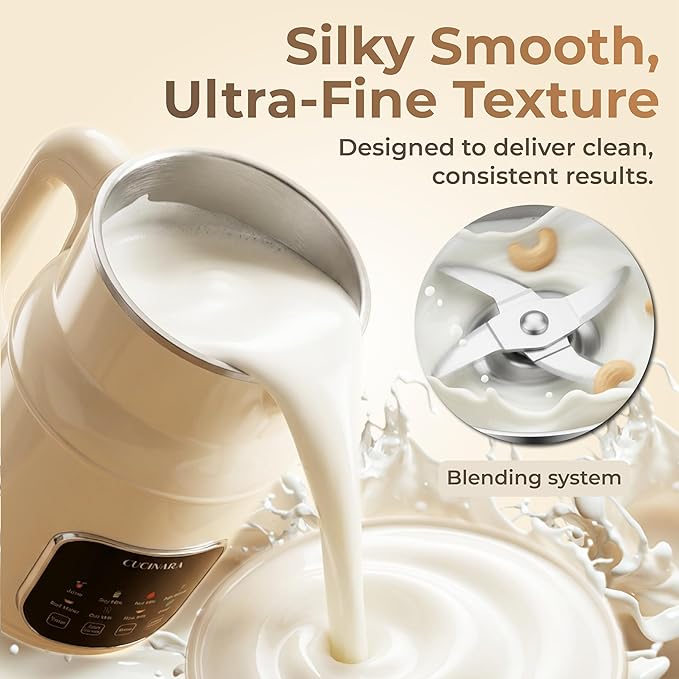 Nut Milk Maker Machine, 59oz – 8-in-1 Almond, Oat, Soy, Rice & Cashew Milk Maker | No Pre-Soaking | 24H Timer, Auto-Clean, 304 Stainless Steel, BPA-Free