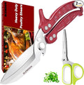 Heavy Duty Poultry Shears Kitchen for Chicken Meat,Multipurpose Kitchen Shears for Food,Herb Scissors with 5 Blades and Cleaning Comb, Cool Kitchen Gadgets Tools 2024 Green,2pcs set,burgundy
