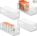 iDesign Plastic Stackable Pantry Bin for Kitchen Cabinets or Fridge, Set of 4, Clear, Made in USA
