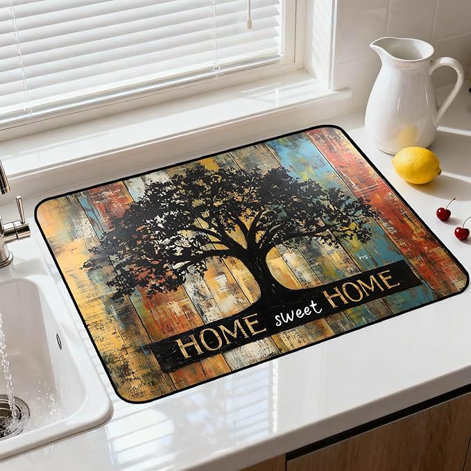 Stove Top Cover for Electric Stove, Vintage Farmhouse Style Glass Cooktop Protector, Multi-functional Kitchen Counter & Washer Top Cover