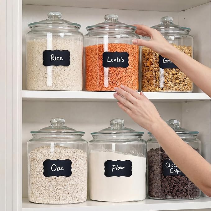 Masthome 2 Glass Storage Jars Set,1 Gallon Cookie Jar for Food Storage,Large Jar Food Storage Containers,Airtight Glass Jars with Lids for Kitchen Counter Pantry Well Organization