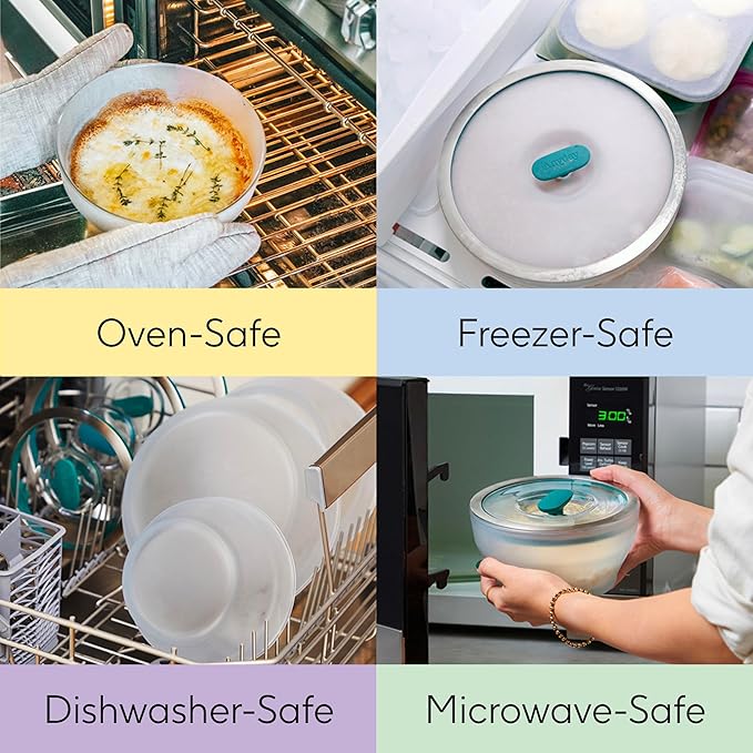 Anyday 2 Pack 2.5 Cup Microwavable Glass Lunch Containers With Glass Lids, Microwave Safe Lunch Bowls with Lids for Work, Food Storage, Bento Box Meal Prep Container