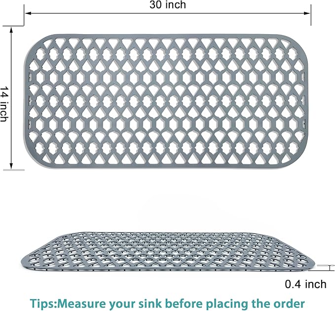 SAMSIER Sink Protectors for Kitchen Sink, Large Silicone Mats Grid for Bottom of Farmhouse (30”x14”)
