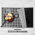 KitchenRaku Large Induction Cooktop Protector Mat, Translucent (Magnetic) Electric Stove Burner Covers Antiscratch as Glass Top Stove Cover or Electric Stove Top (20.4 x 30.7, Black_ White)