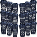 Skylety 20 Pack Bulk Christian Gifts for Men Women 16oz Reusable Bible Verse Tumbler Plastic Coffee Cup with Lid Inspirational Religious Church Gift for Teacher Graduation Party Favor (Blue)
