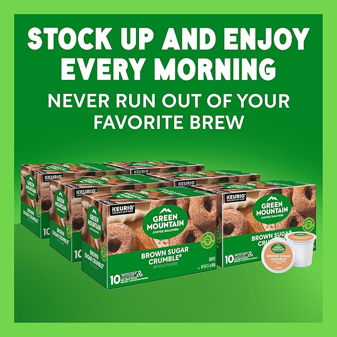 Green Mountain Coffee Roasters Brown Sugar Crumble Keurig Single-Serve K-Cup pods, Medium Roast Coffee, 60 Count (6 Packs of 10)