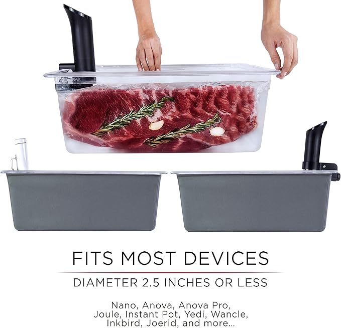 Väeske Large Sous Vide Container with Lid and Insulating Sleeve | Sous Vide Accessories | Compatible with Anova, Anova Nano, Joule, Instant Pot, Sous Vide Cookers (26 QT)