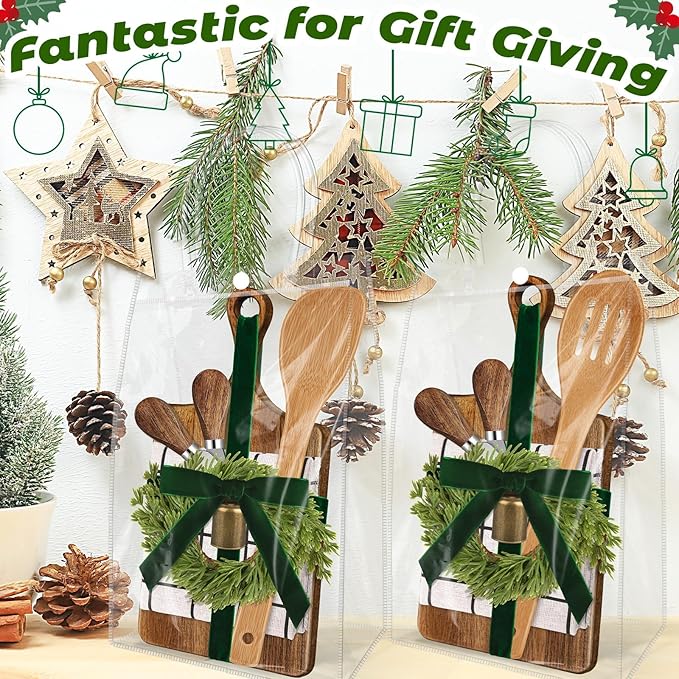 6 Set Christmas Kitchen Utensils Gift Bulk Cheese Charcuterie Board Kit Knife Set Holiday Wreath for Christmas Kitchen Holiday Gift Party Decor Xmas Party Decor Friends Family Lover Presents