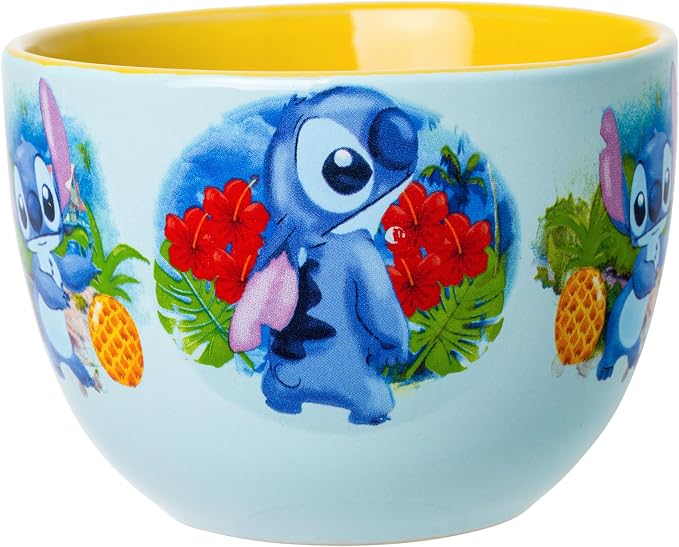 Silver Buffalo Disney Lilo and Stitch Tropical Water Ceramic Soup Mug with Spoon Set, 24 Ounces