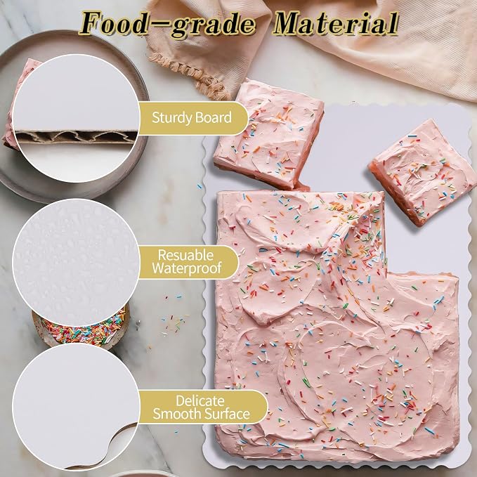 15 Pack 19 x 14 Inch Greaseproof Rectangle Cake Boards, Premium Corrugated Single Wall Cake Base Board Half Sheet Cake Board for Sheet Cake, Dessert Base, Cupcake and Cake Pizza(White)